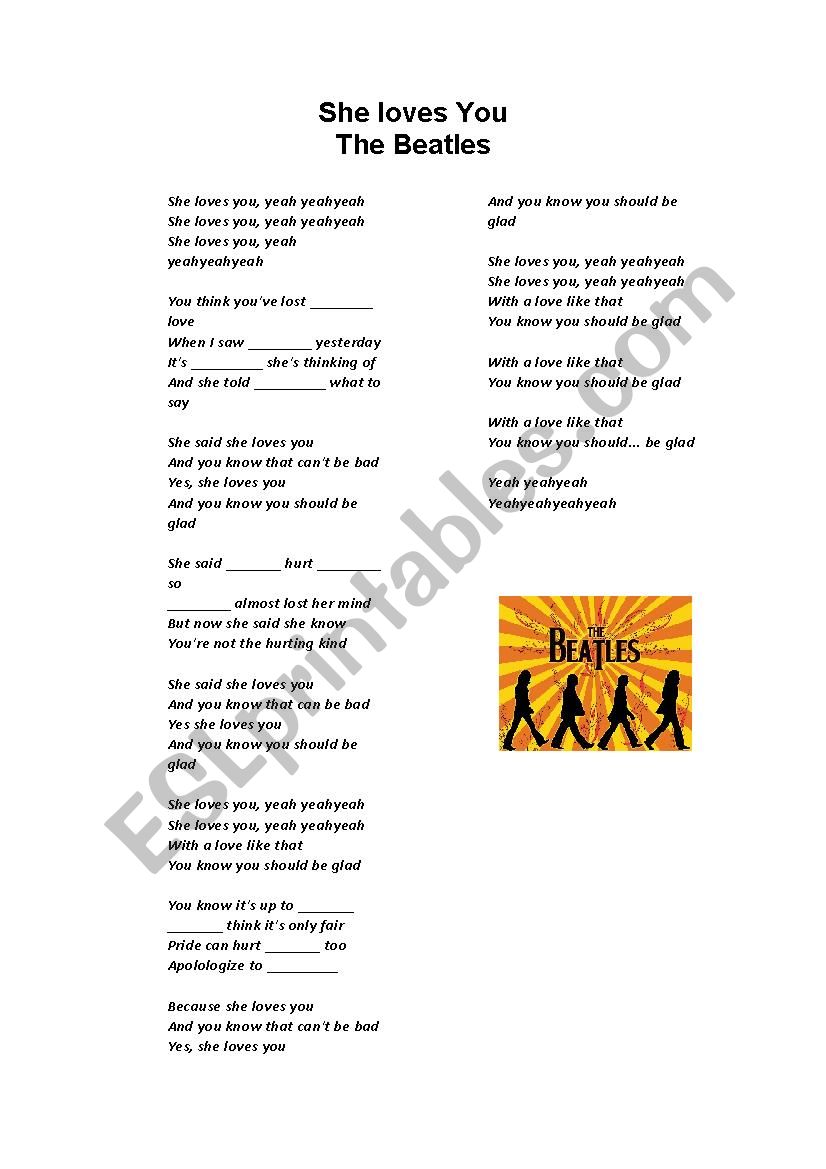 She loves you - The Beatles  worksheet