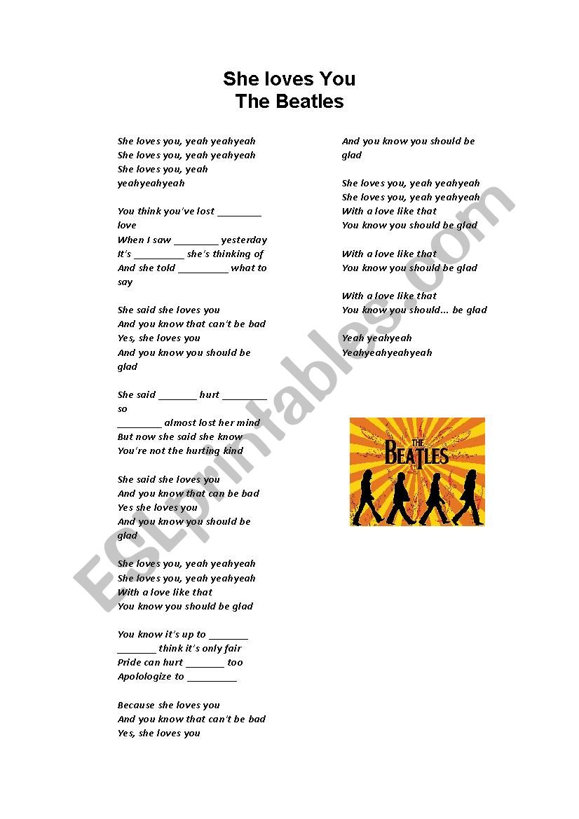 She loves you - The Beatles  worksheet