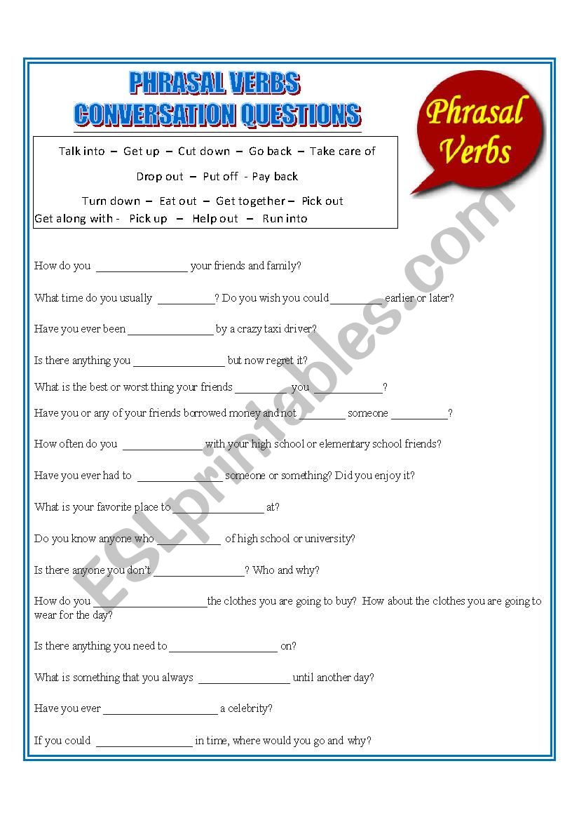 Phrasal Verb Conversation Questions