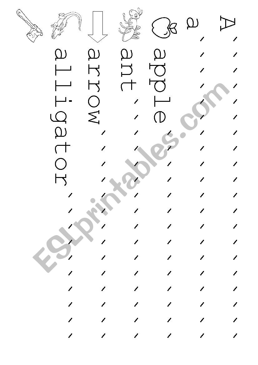 Alphabet Penmanship A-M worksheet