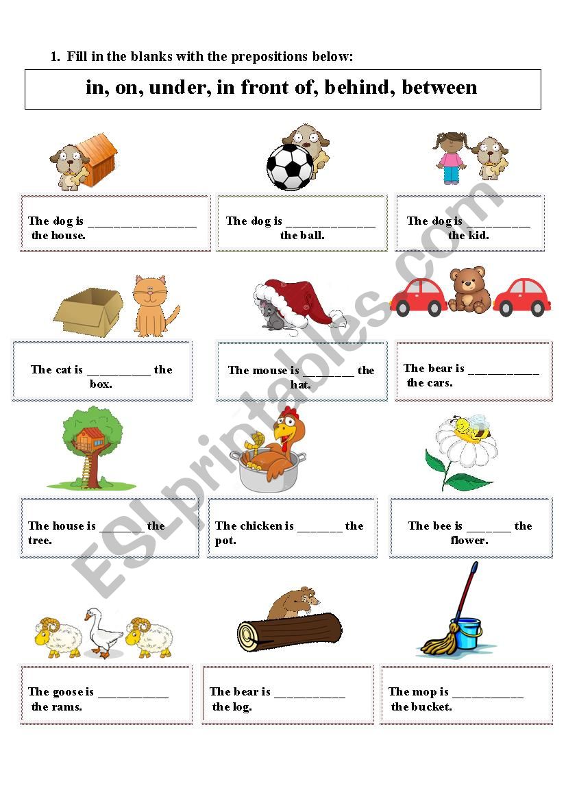 Prepositions worksheet