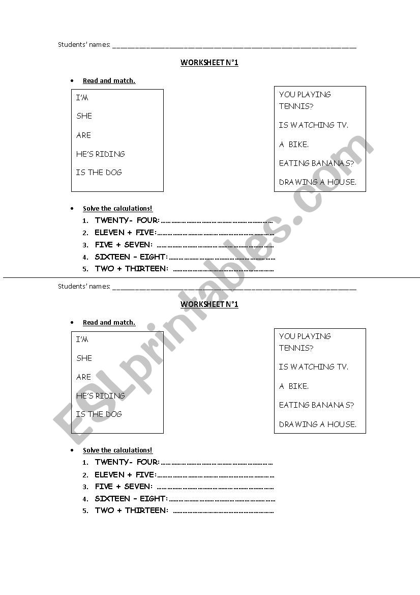 Number and Present Continuous Revision