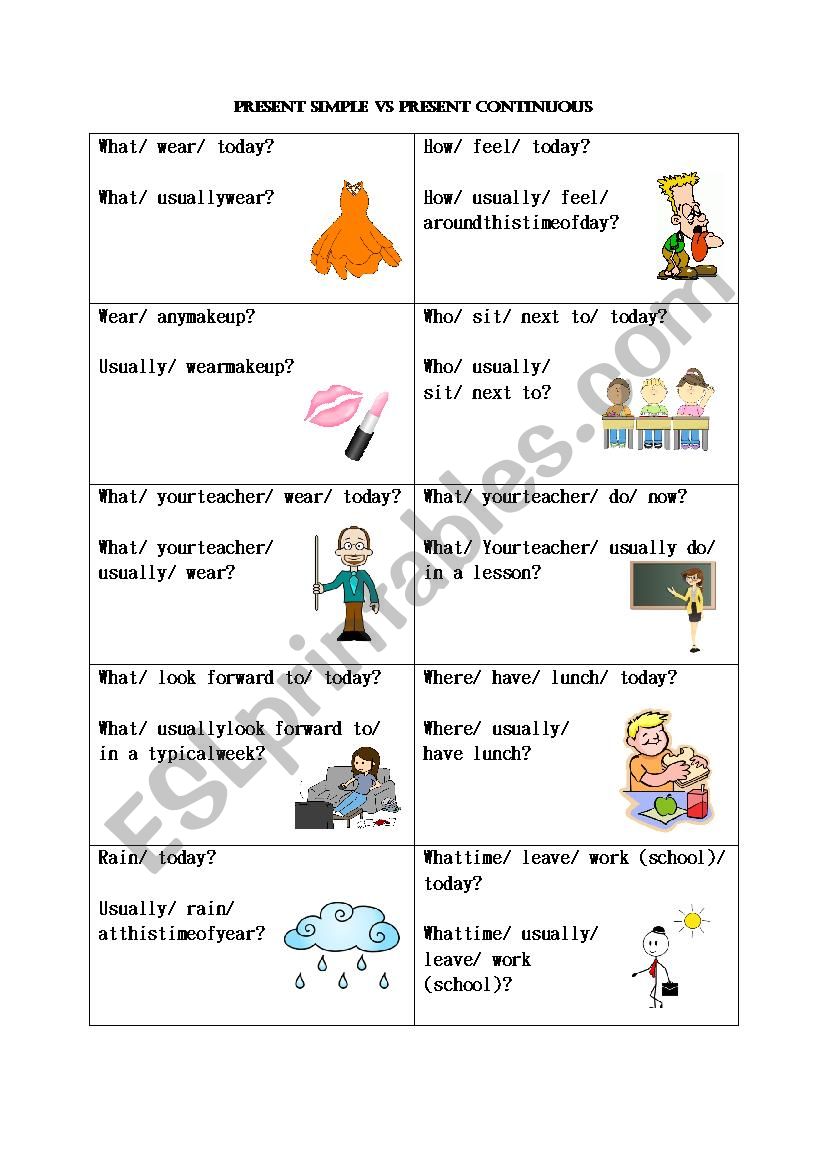 present simple vs continuous worksheet