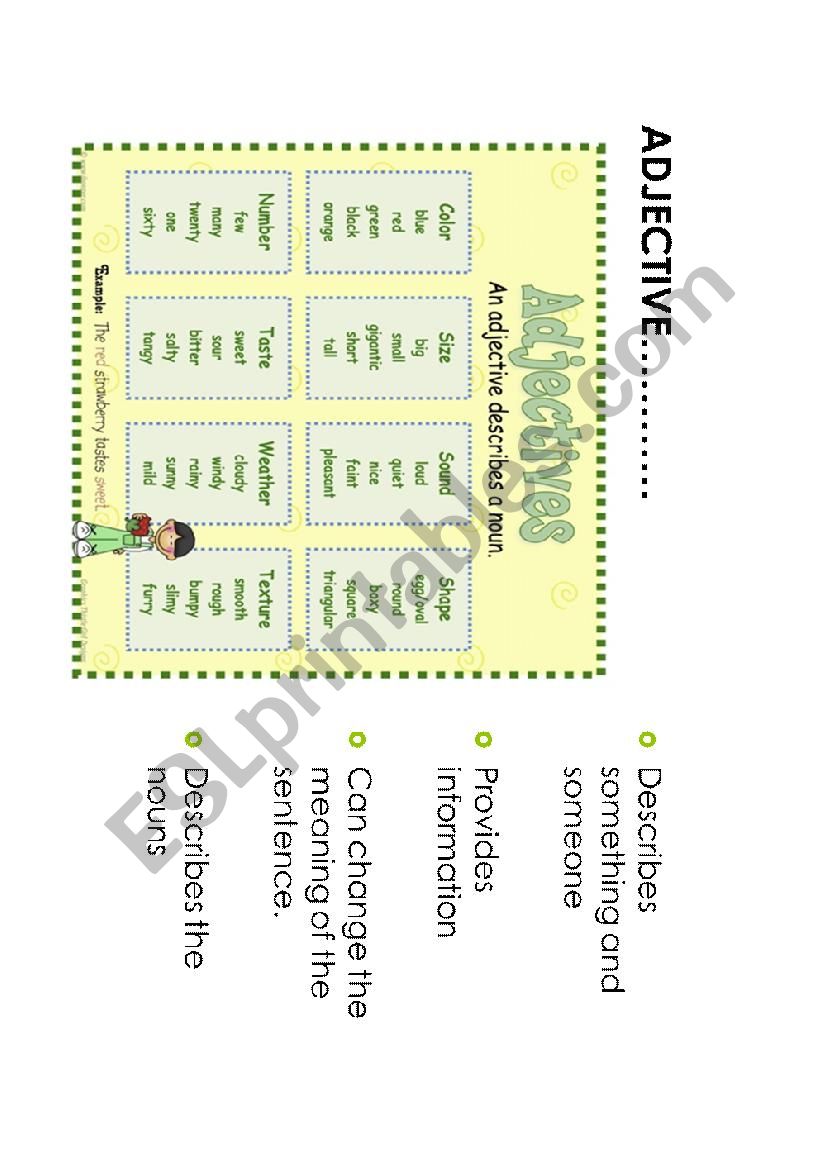 what is an adjective? worksheet