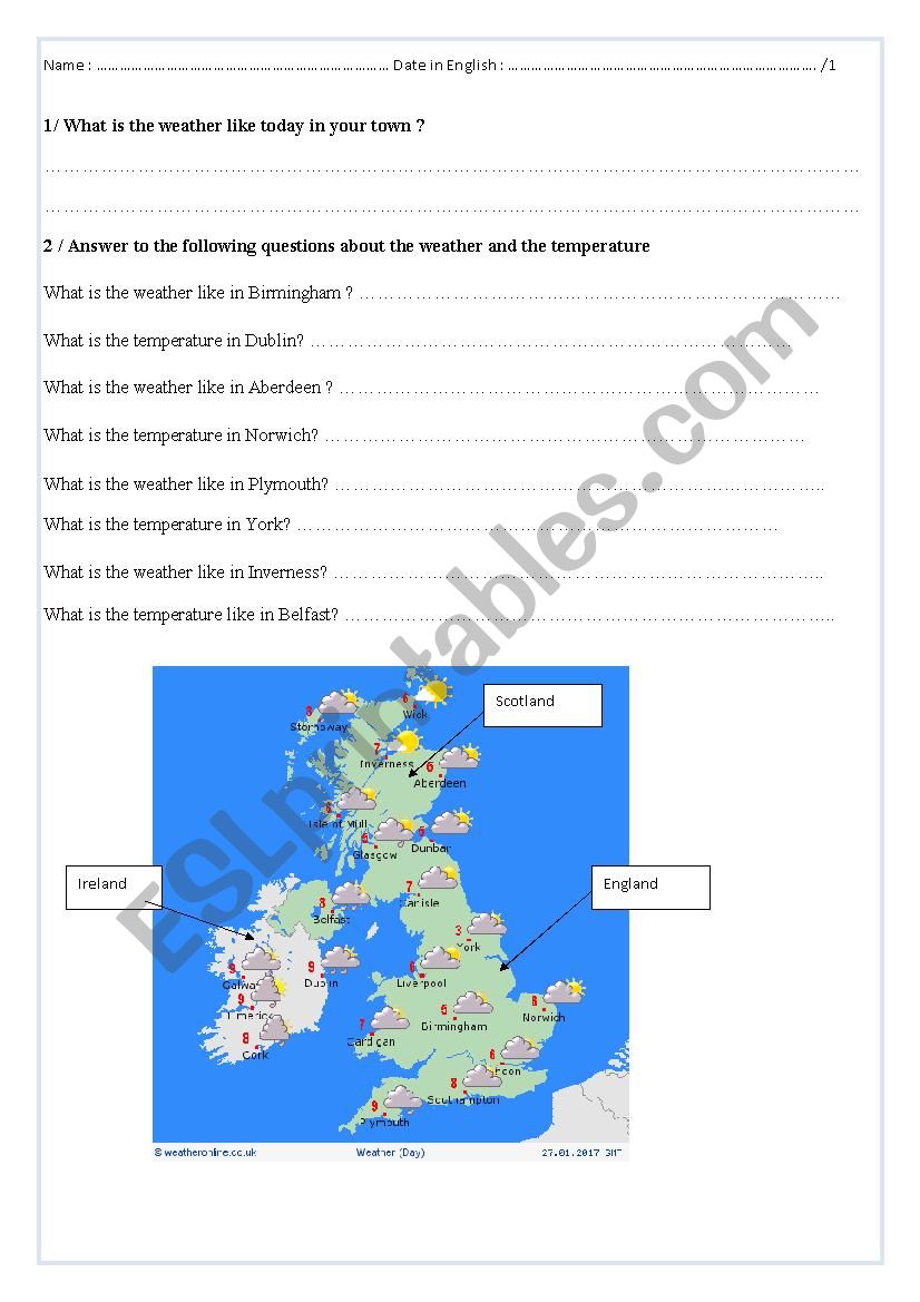 What is the weather like worksheet