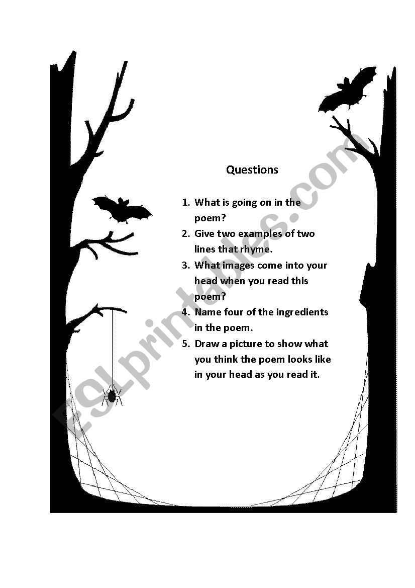 A Witchs Spell worksheet