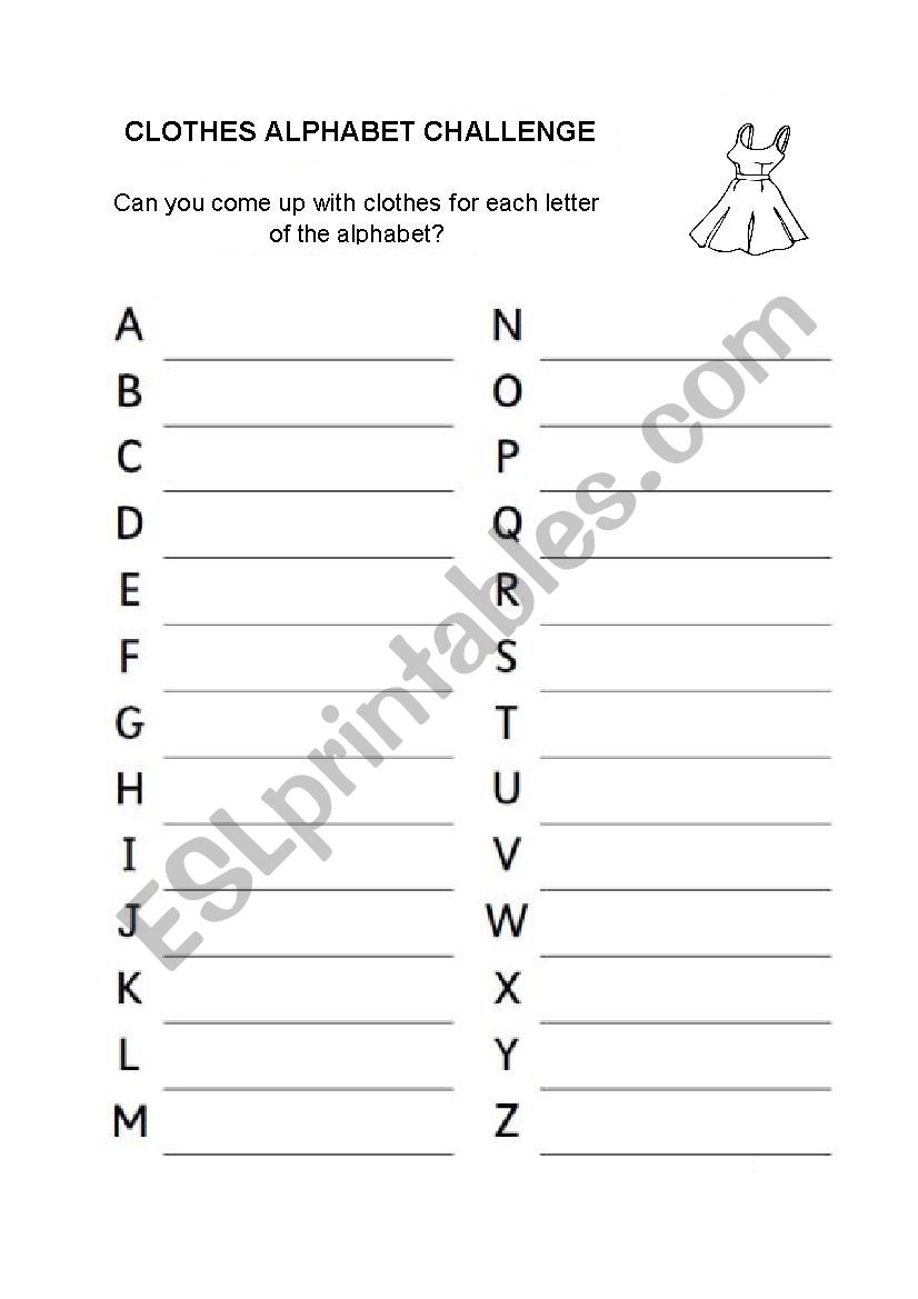 CLOTHES worksheet