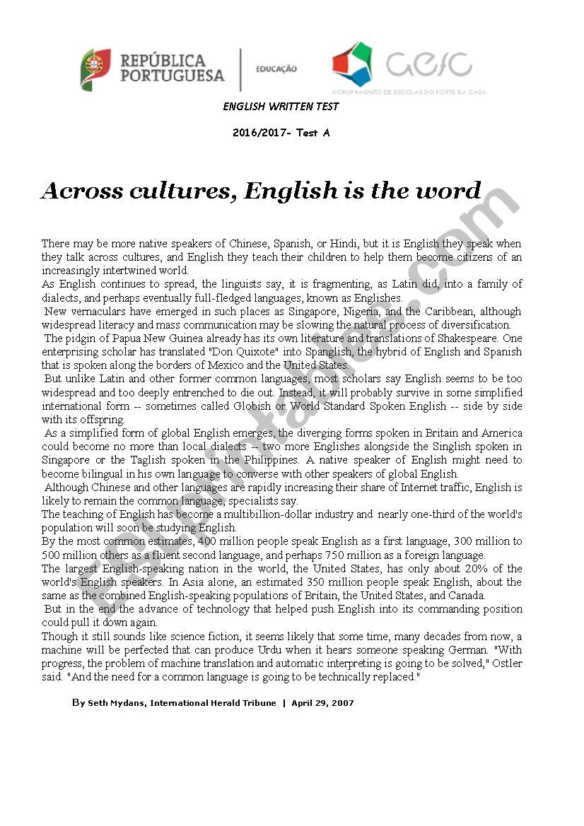 Across Cultures, English is the word