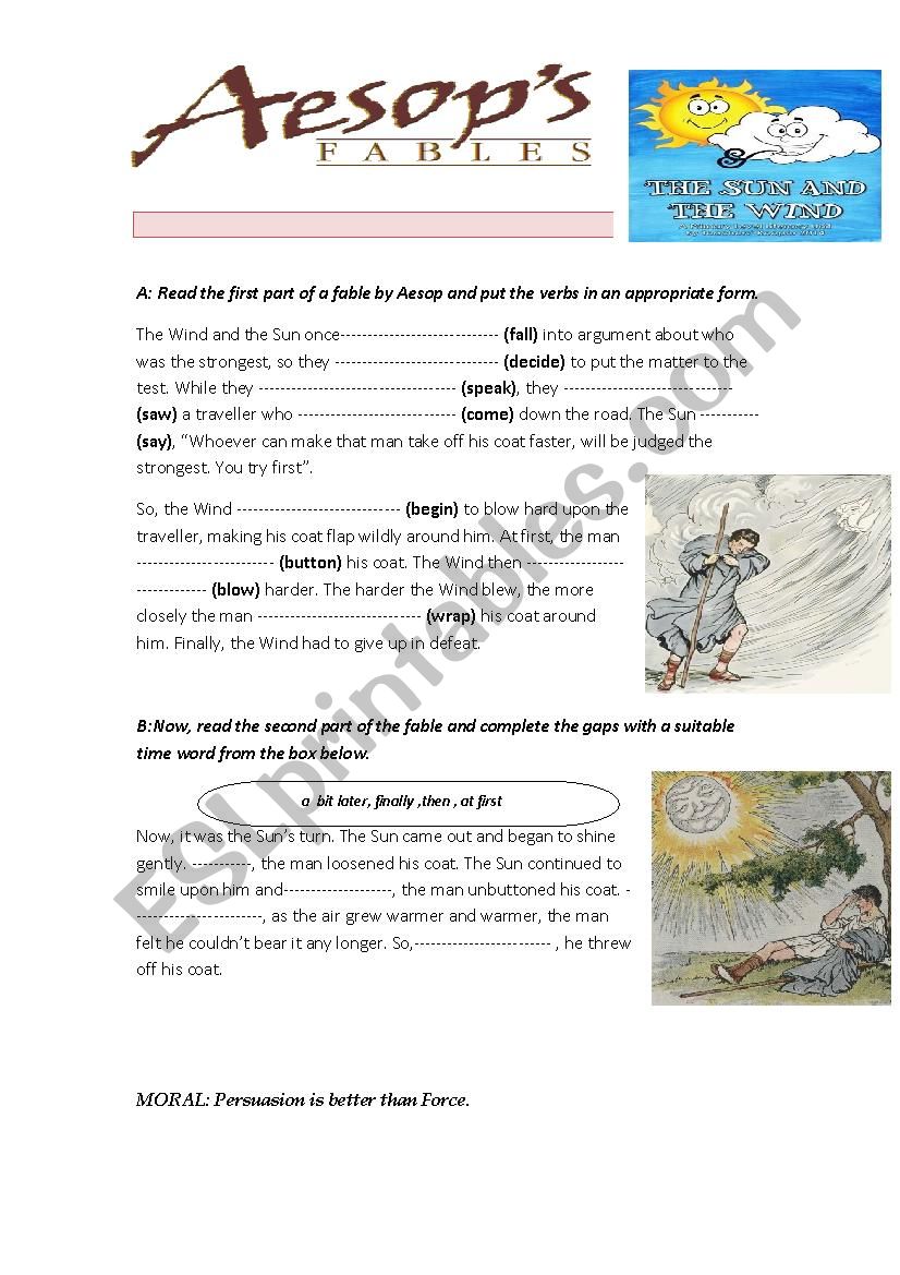 AesopÂ´s fables worksheet