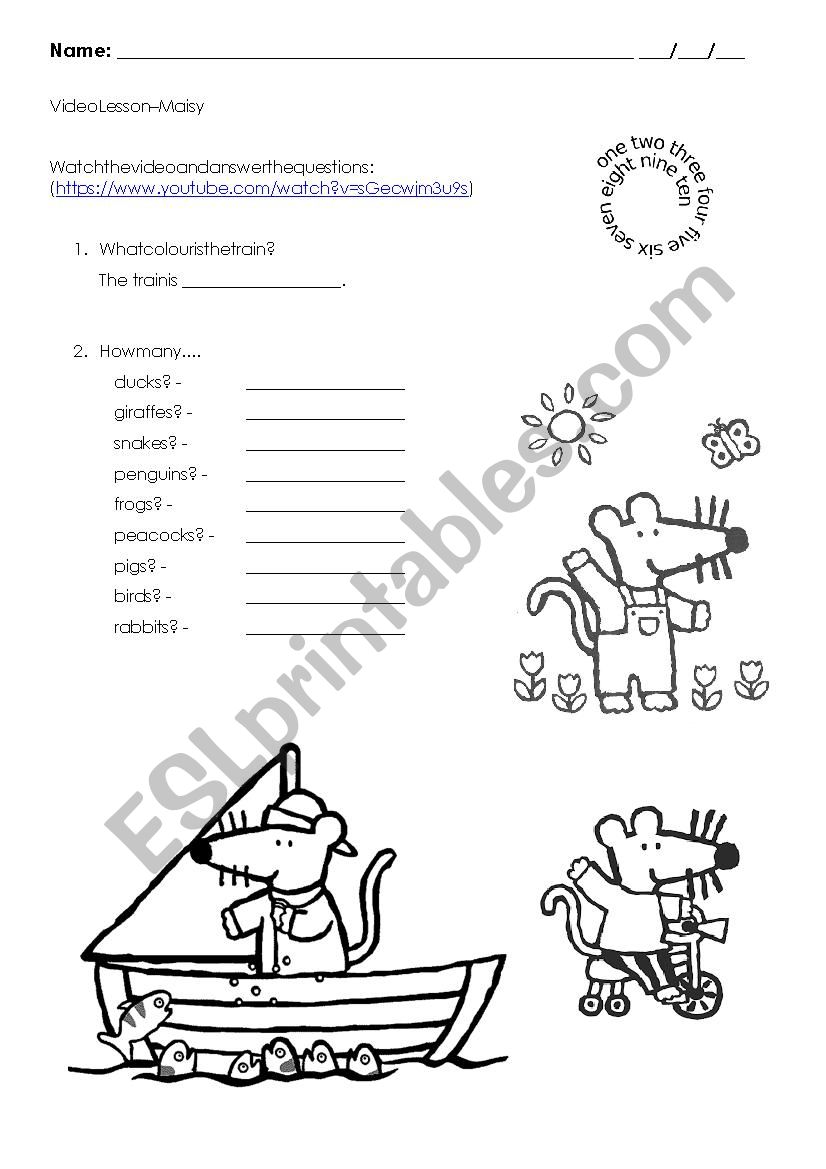 video lesson - Maisy worksheet