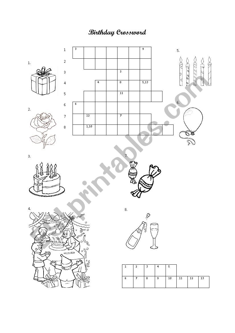 Birthday Crossword worksheet