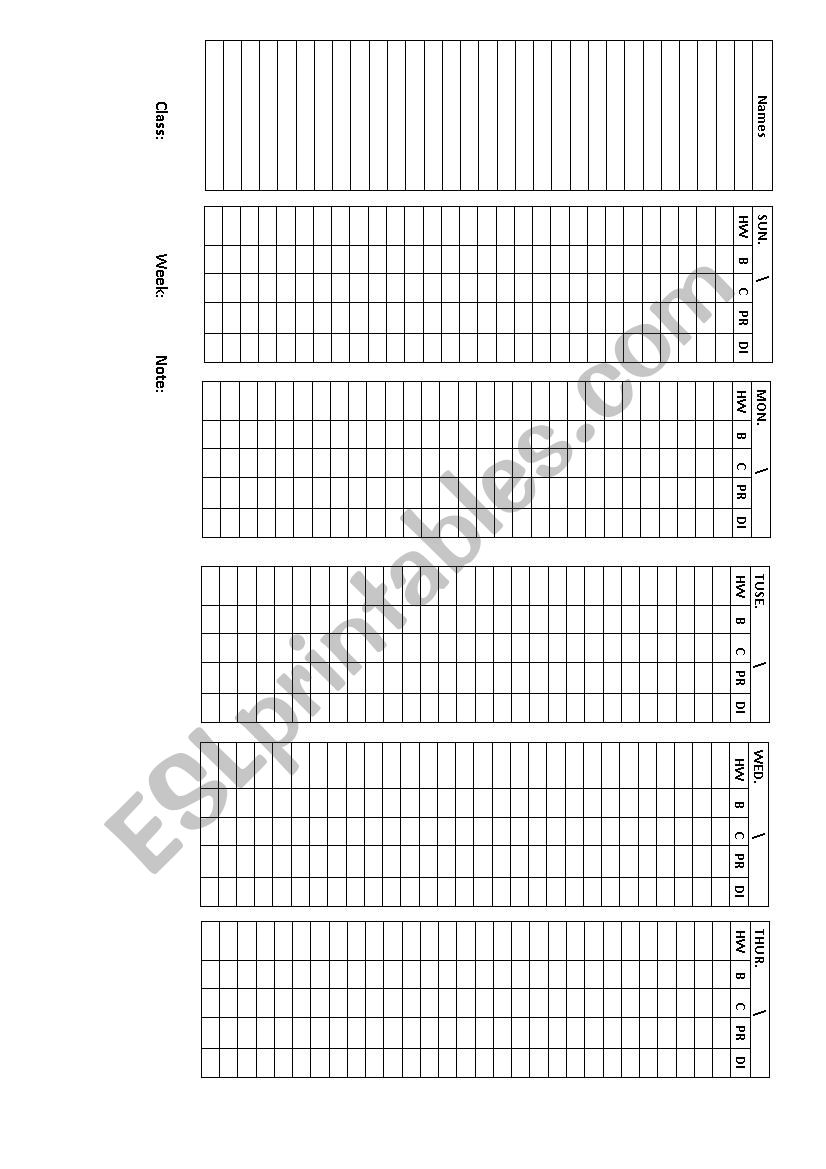 names of students worksheet