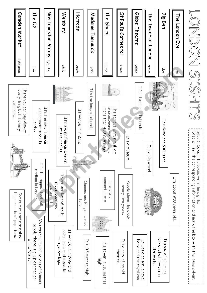 London sights puzzle worksheet