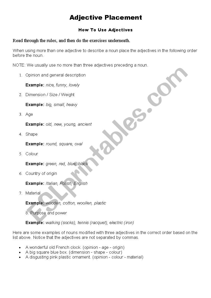adjective-placement-esl-worksheet-by-amel2015