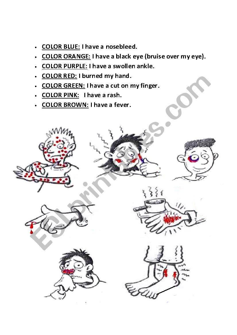 Health problems worksheet