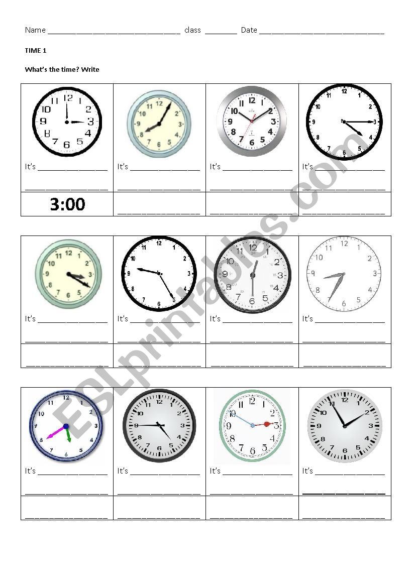 Whats the time? worksheet