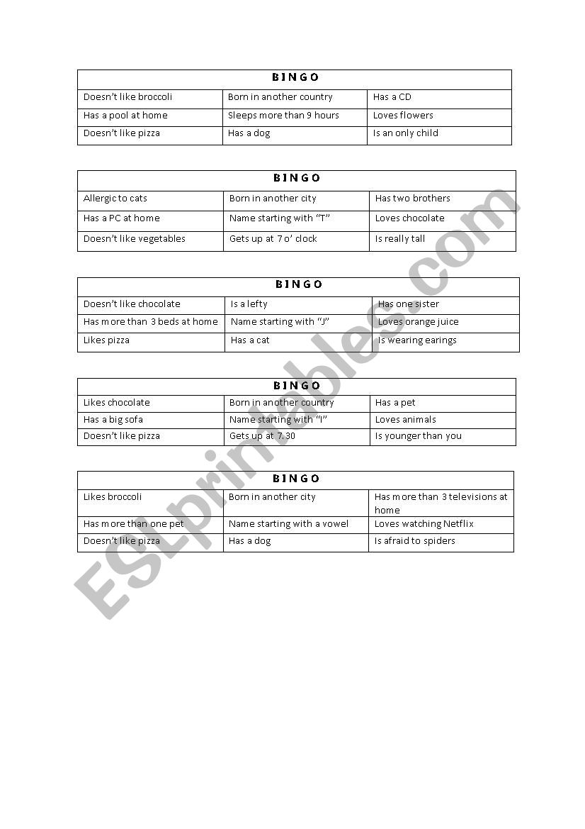 PEOPLE BINGO! worksheet