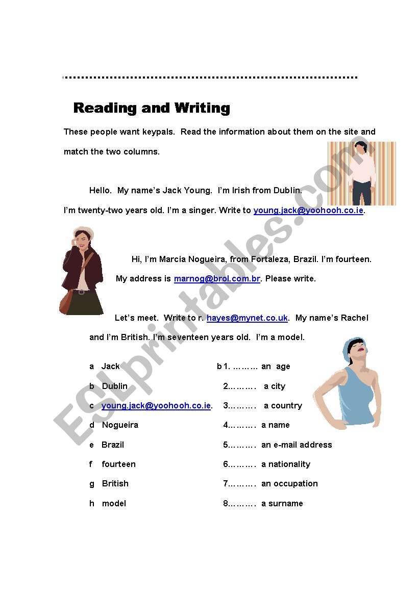 Reading and Writing worksheet