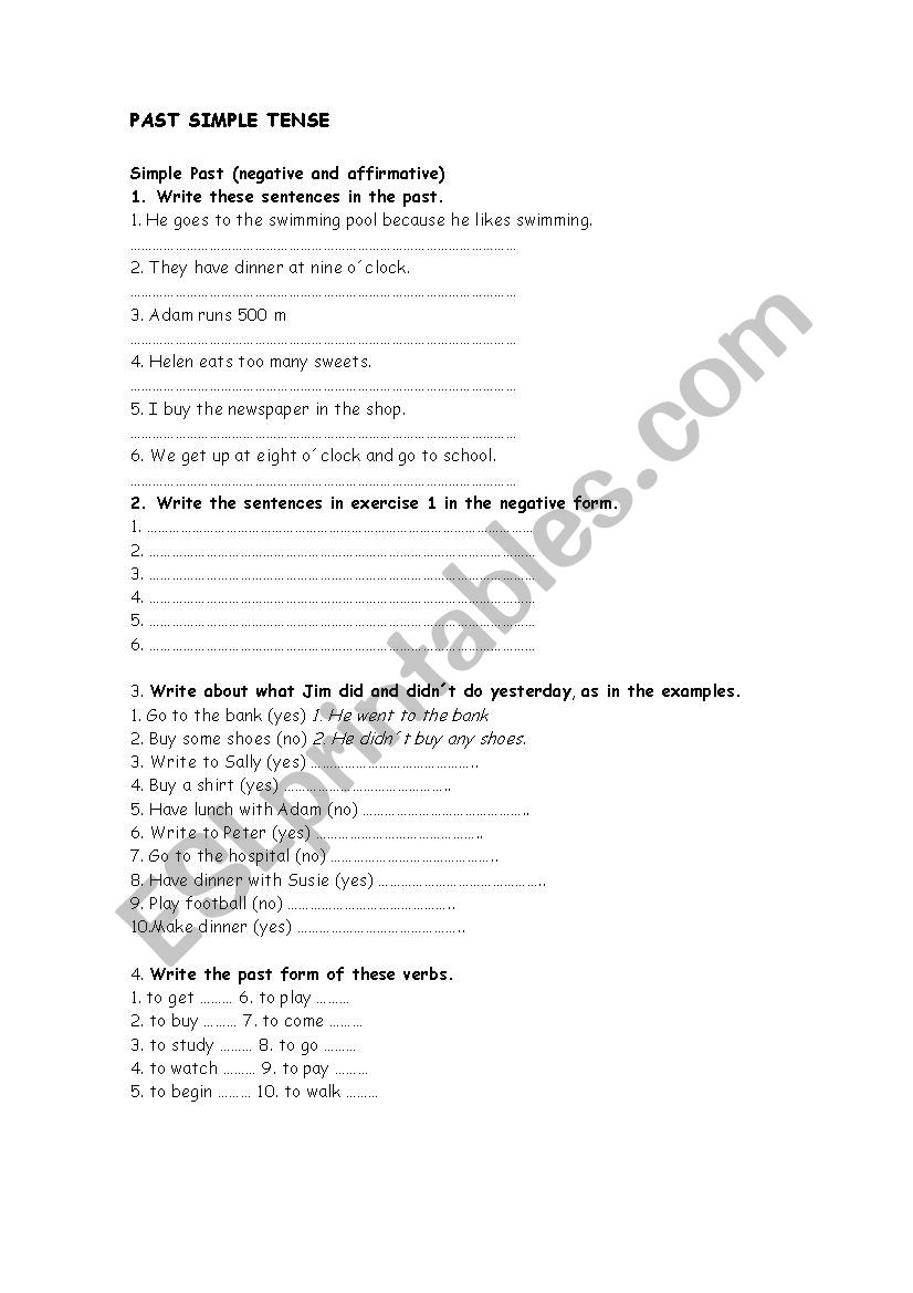 Simple Past Drill Practice worksheet