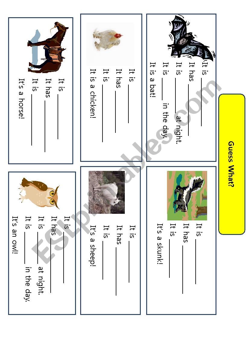 Guess what (animals) worksheet