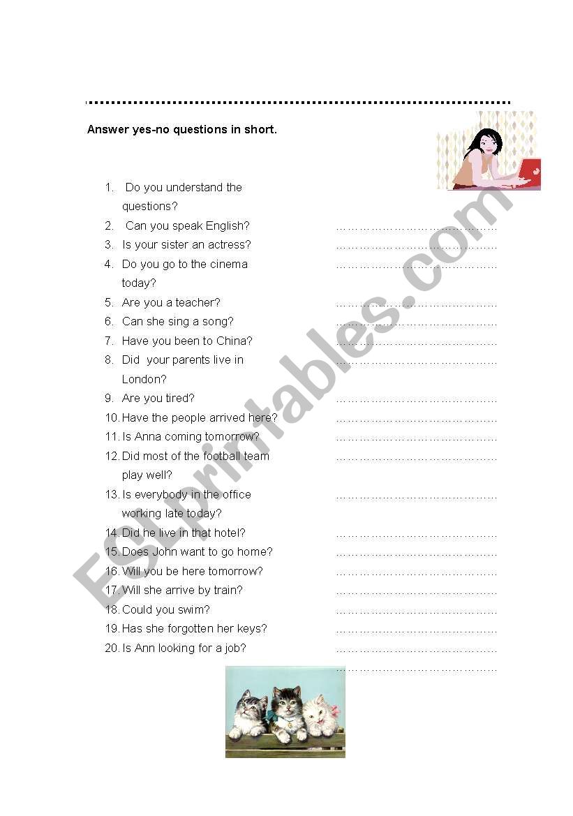 Short questions worksheet