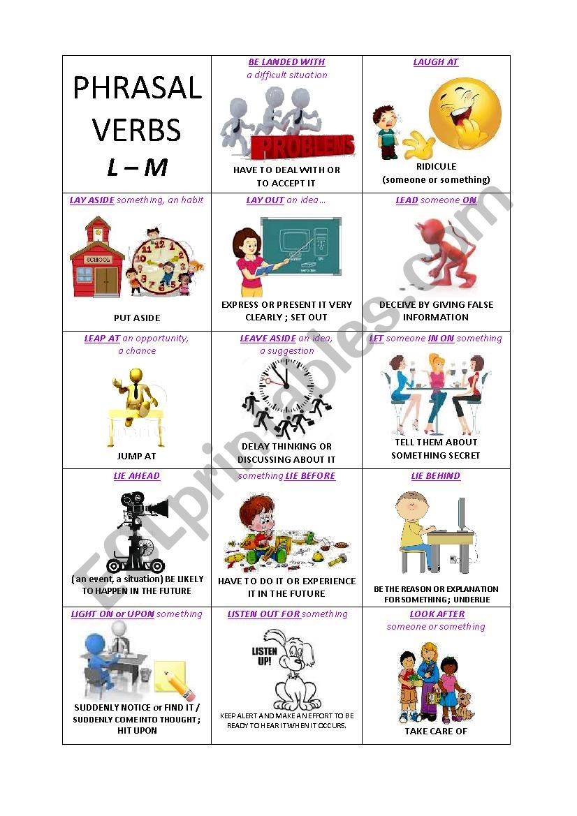 Lets play with Phrasal Verbs - 5 on 8 - L & M