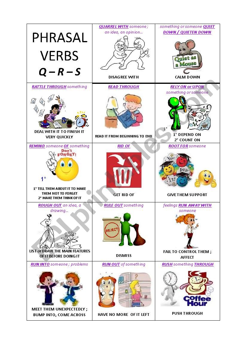 Lets play with the Phrasal Verbs - 7 on 8 - Q & R & S