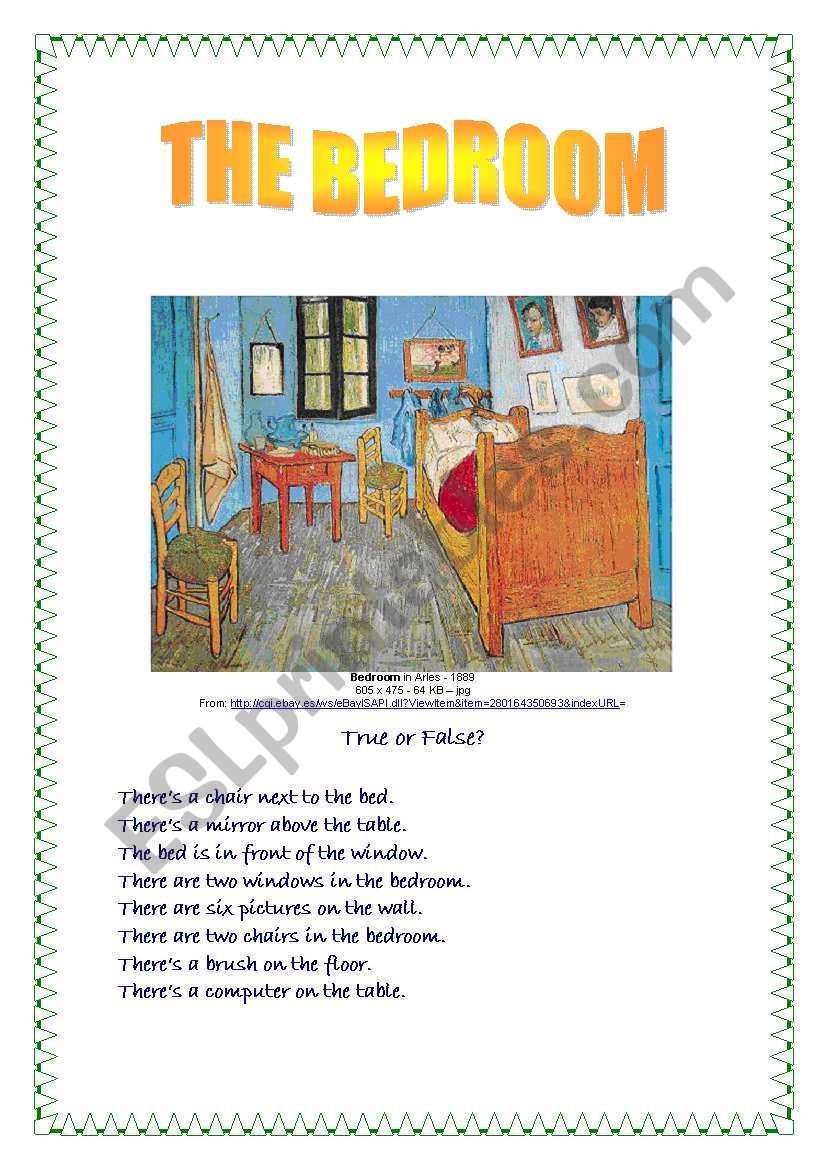 The Bedroom worksheet