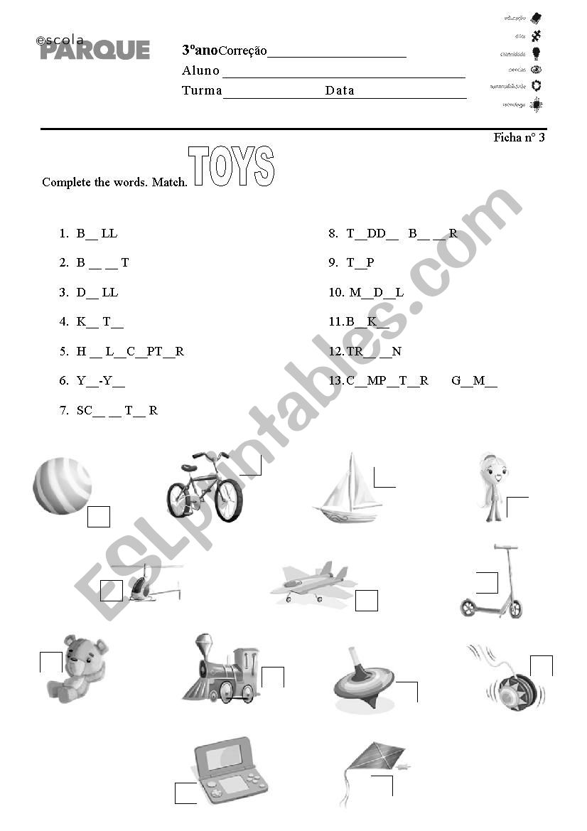 TOYS worksheet