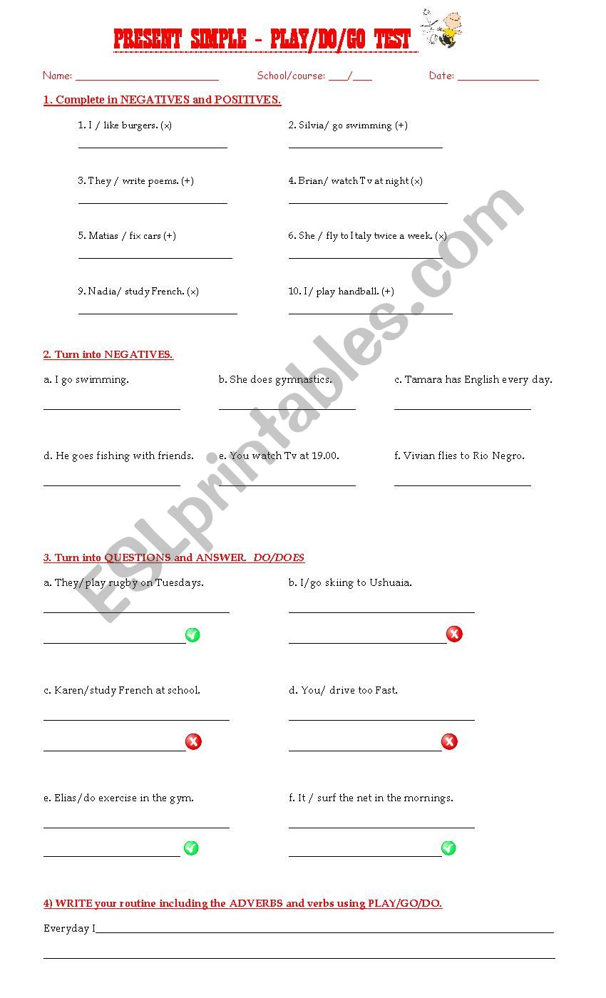 Play do go Test worksheet