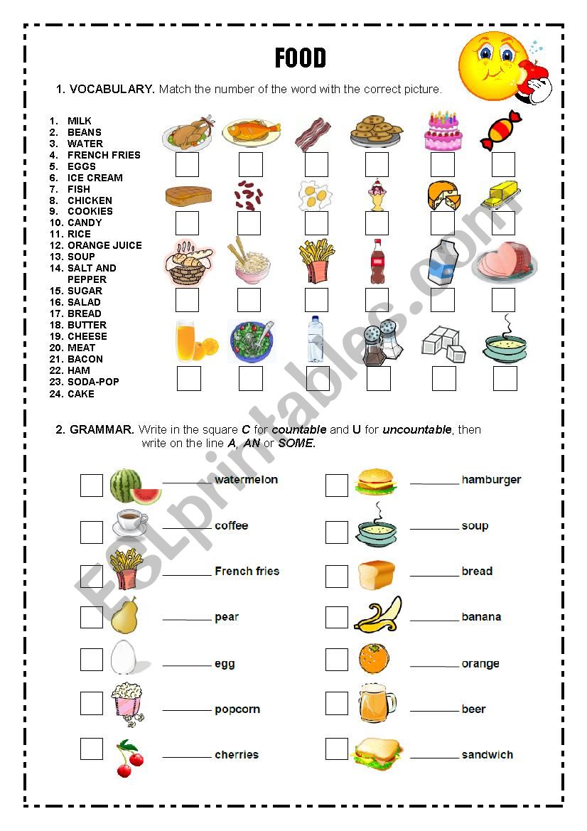 VOCABULARY FOOD - ESL worksheet by Blizh