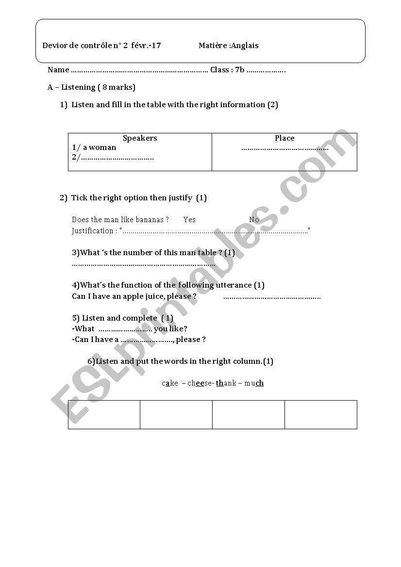 test mid term 2 7th nform worksheet