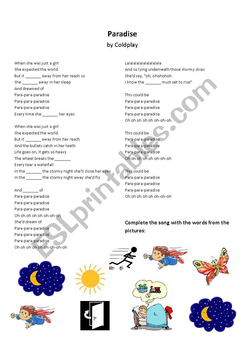 Paradise worksheet