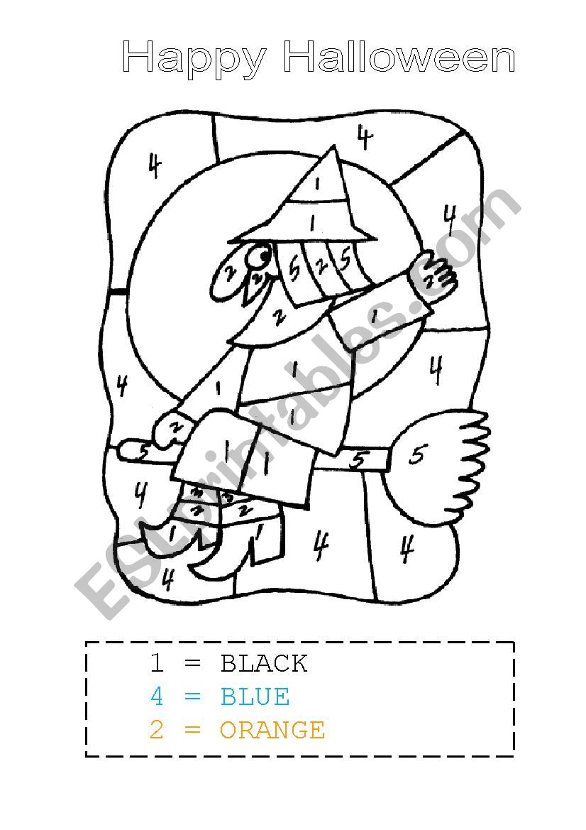colouring halloween witch worksheet
