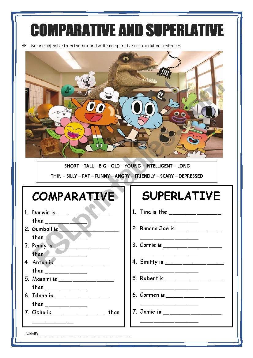 Comparative and Superlative - The Amazing World of Gumball