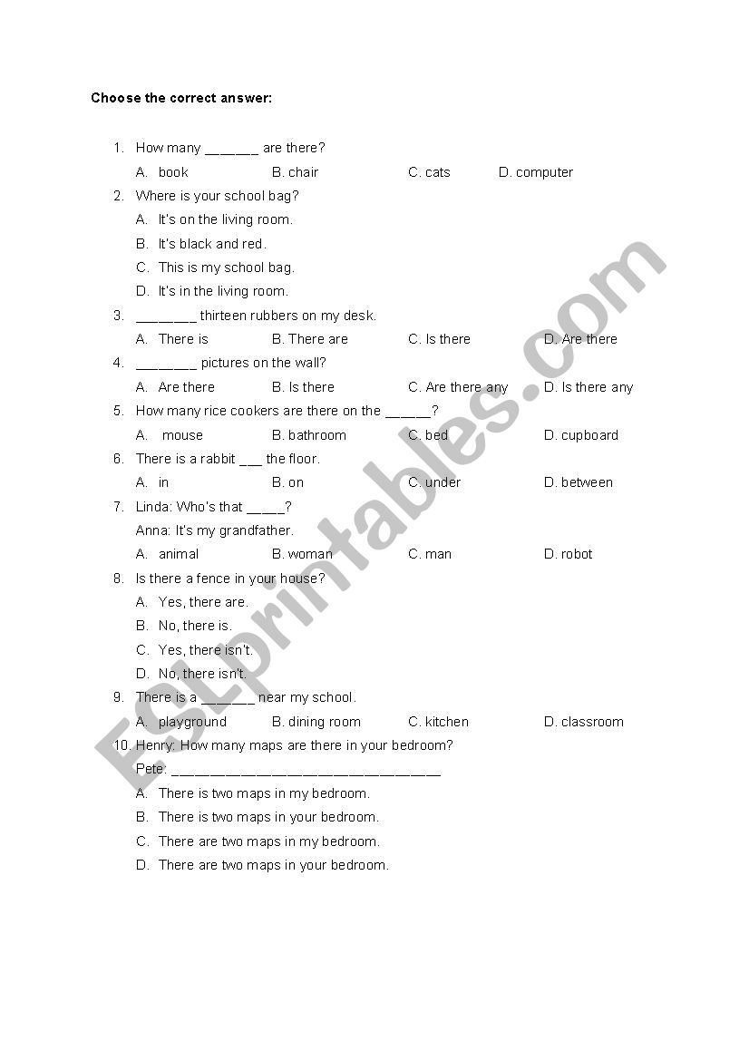 Practice grammar Where is/Are there any/How many