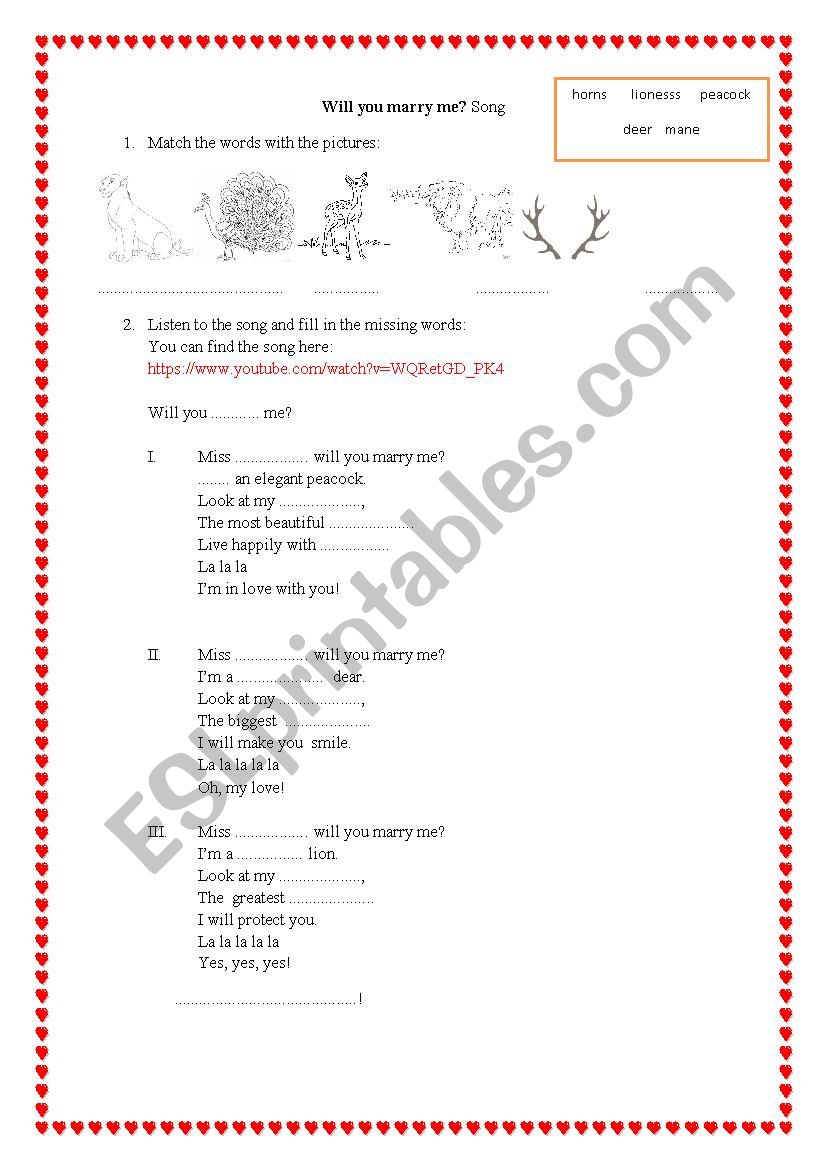 Will you Marry me? worksheet