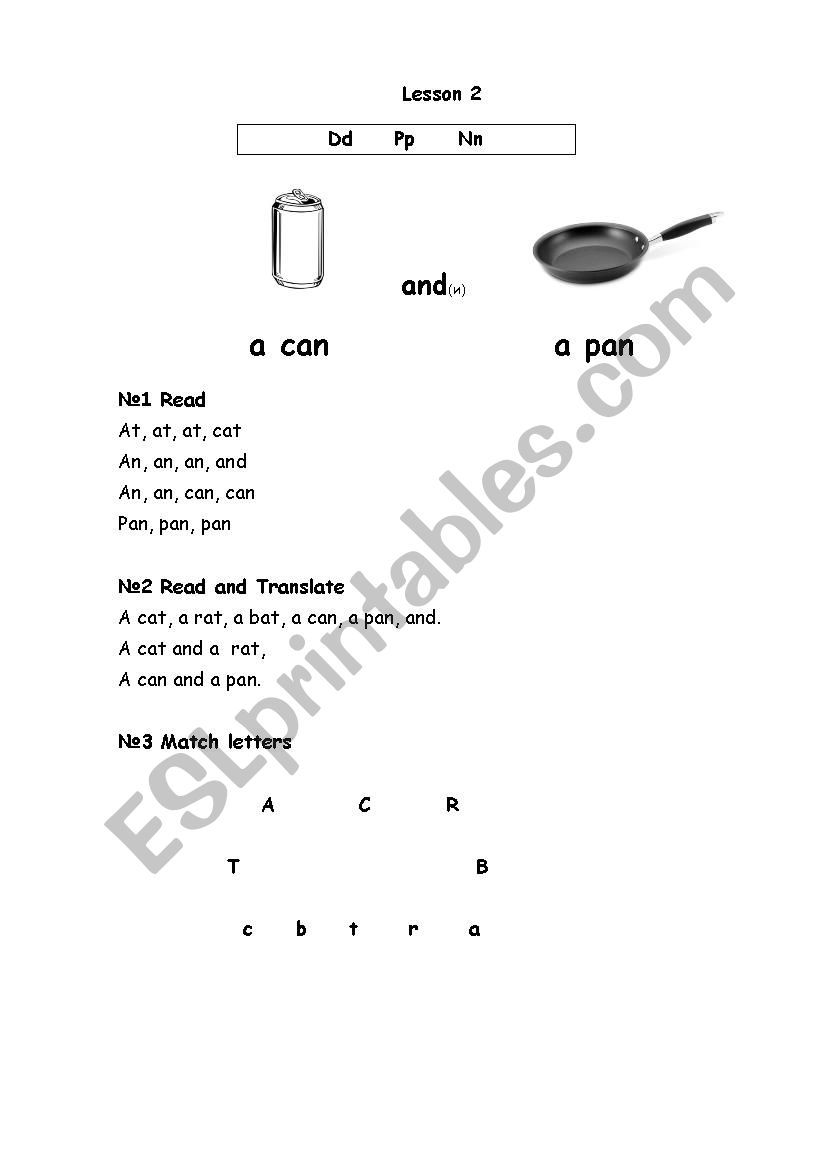 Letters and reading worksheet
