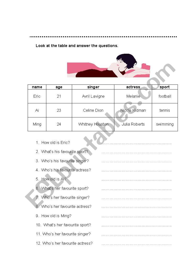 answer the questions worksheet