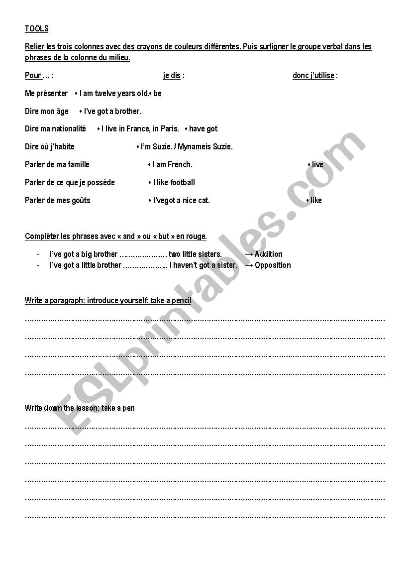 tools worksheet