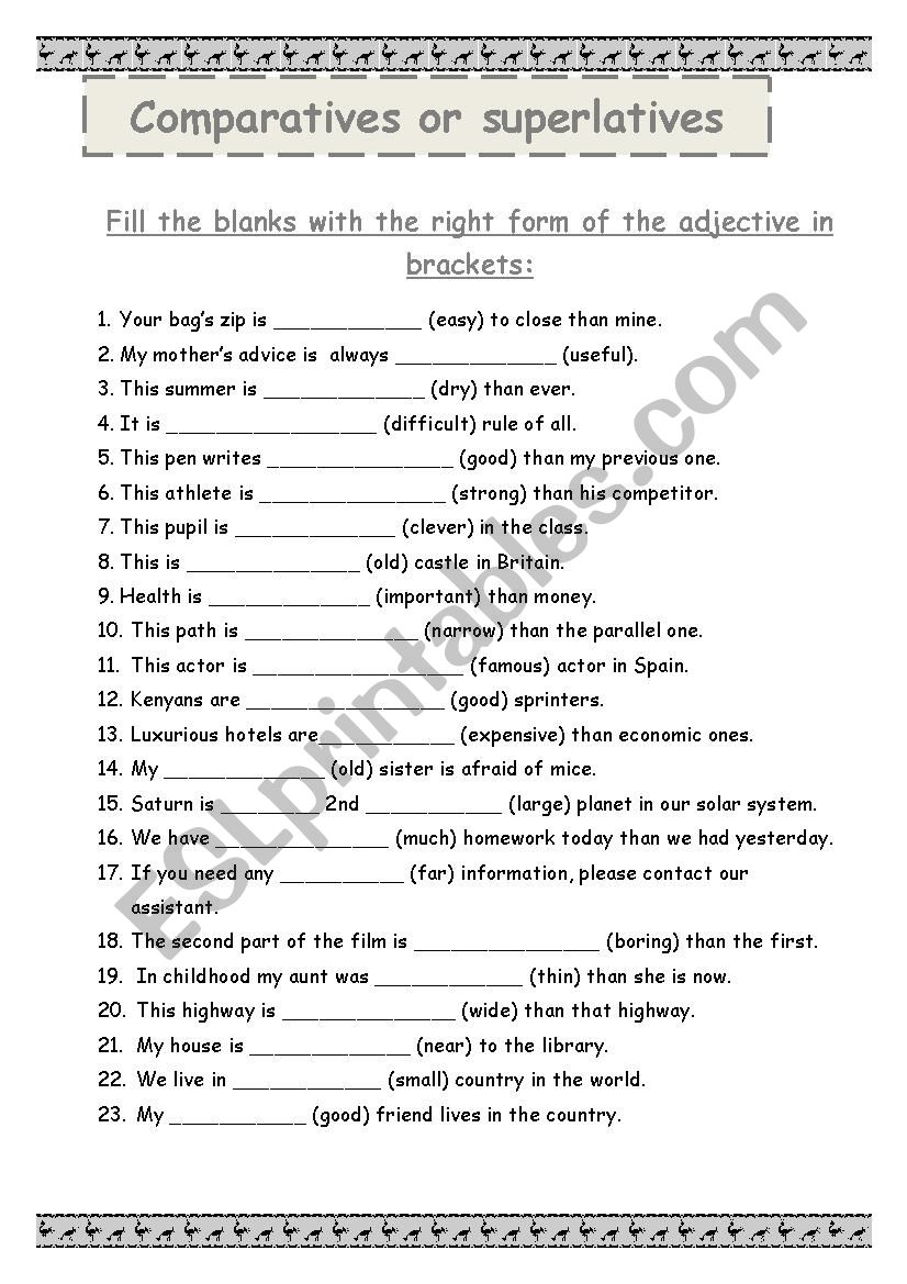 Comparative and Superlative Adjectives