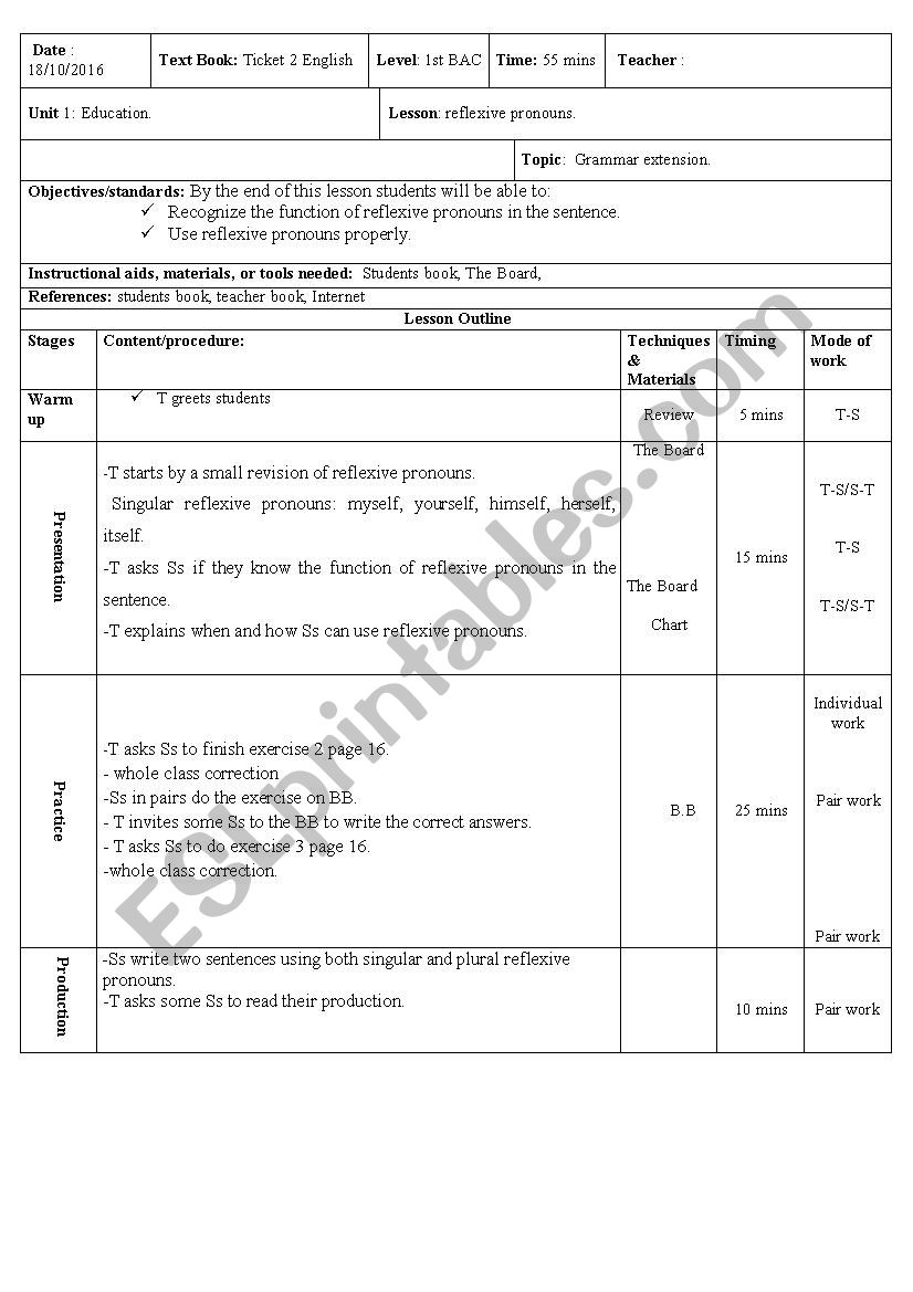 lesson plan  worksheet