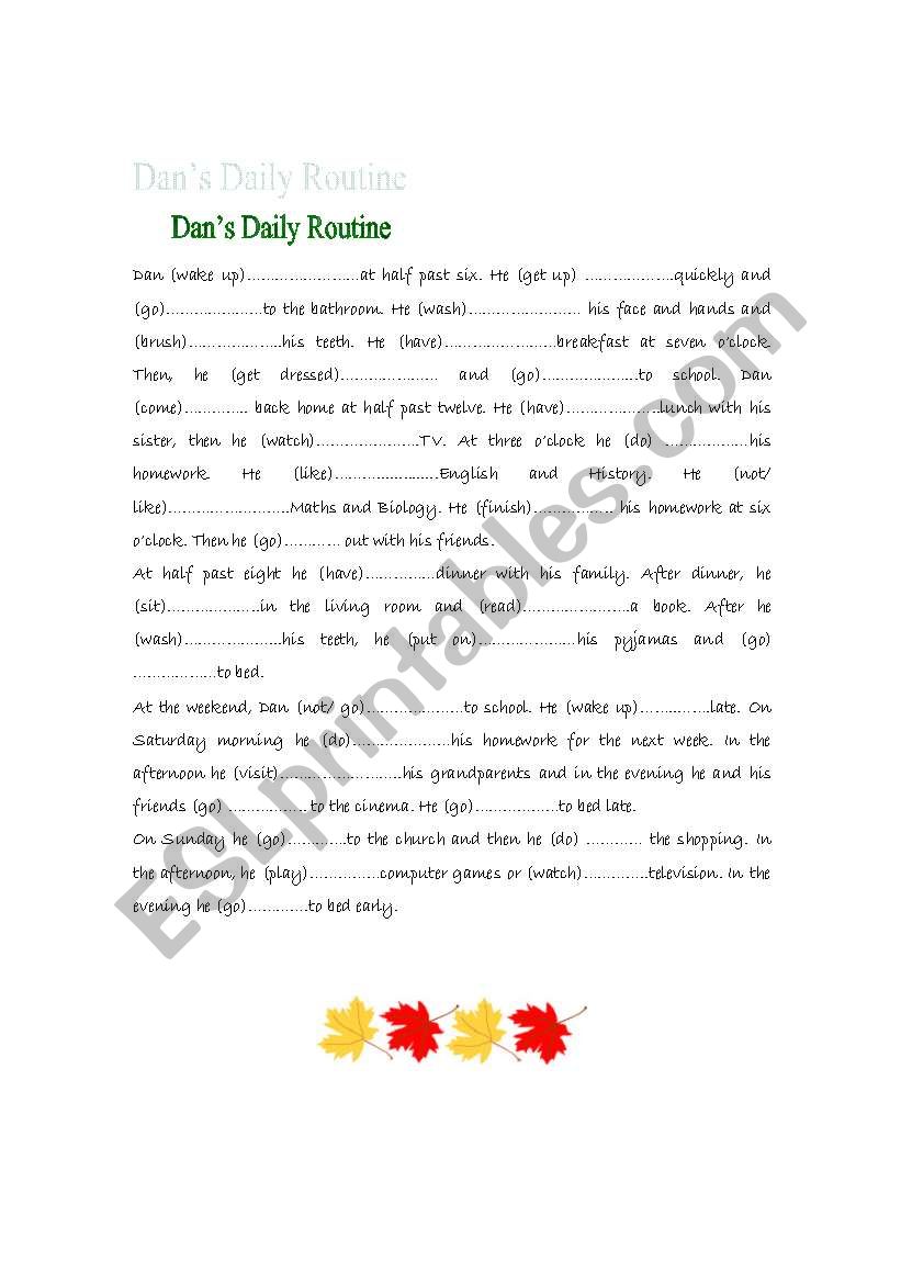 Daily Routine worksheet