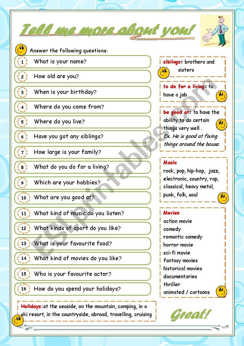 Introduce yourself worksheet