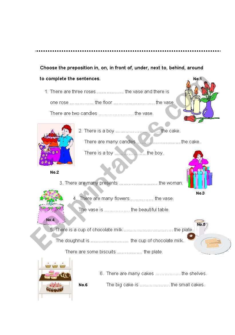 In On In Front Of Under Next To Behind Around ESL Worksheet By