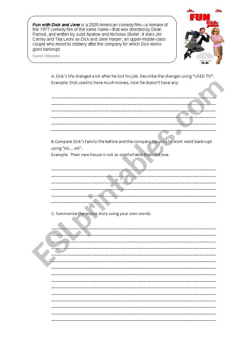 Fun with Dick and Jane movie  worksheet
