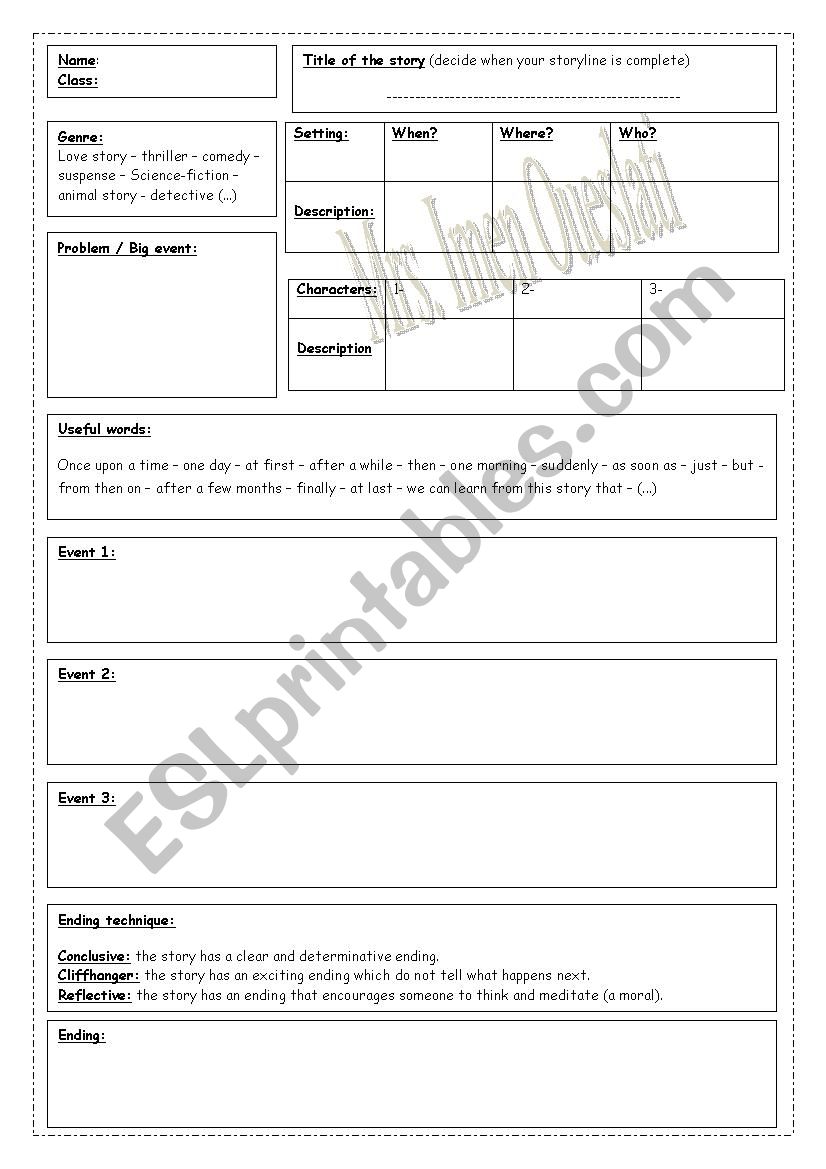 creative writing template worksheet