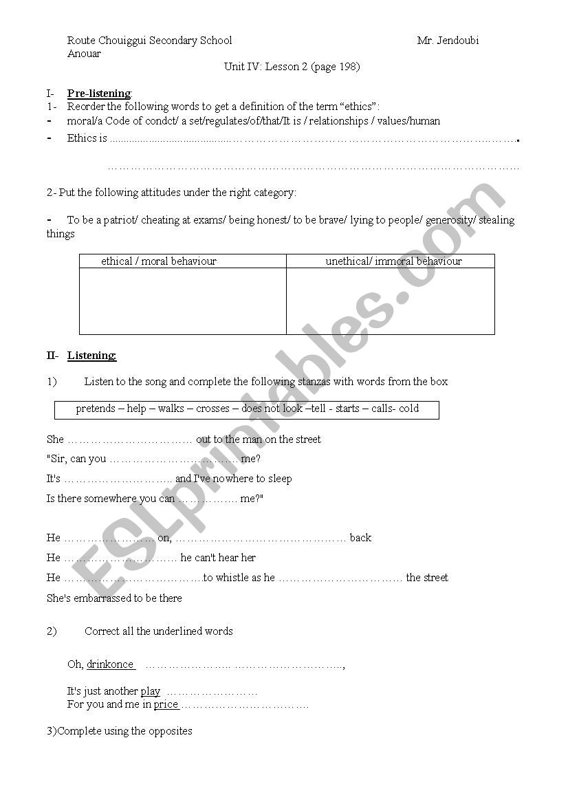 Another Day in Paradise - ESL worksheet by setxump