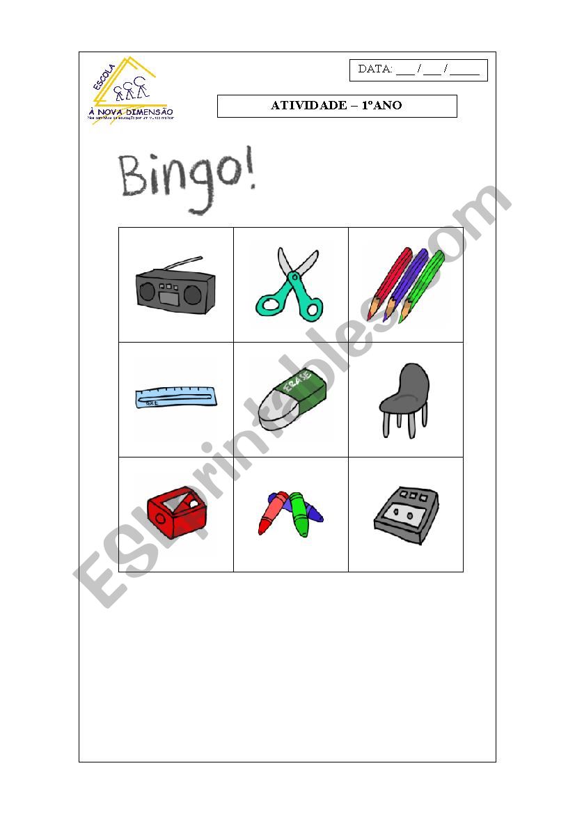 Bingo 1 ano worksheet