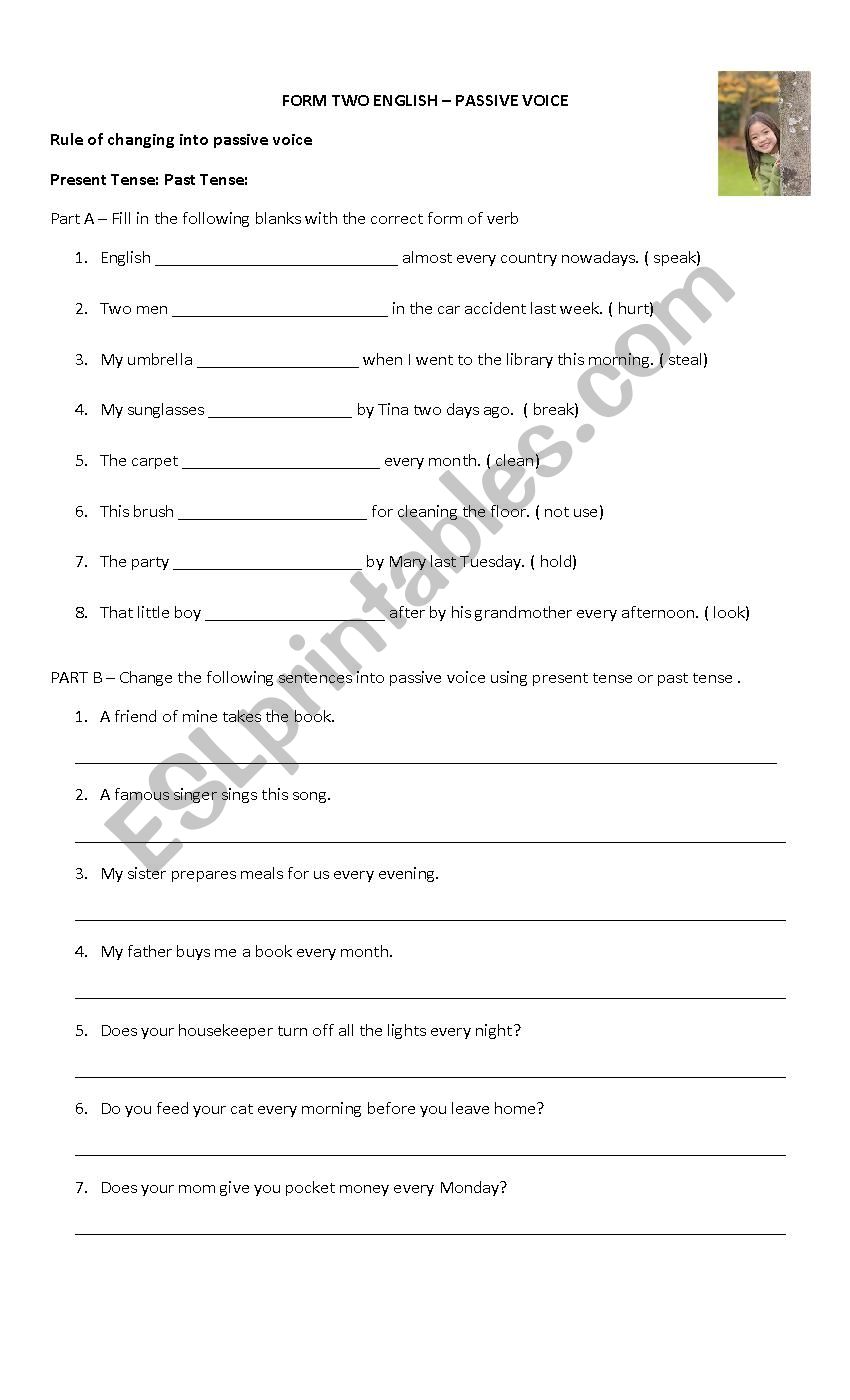 passive voice 1  worksheet